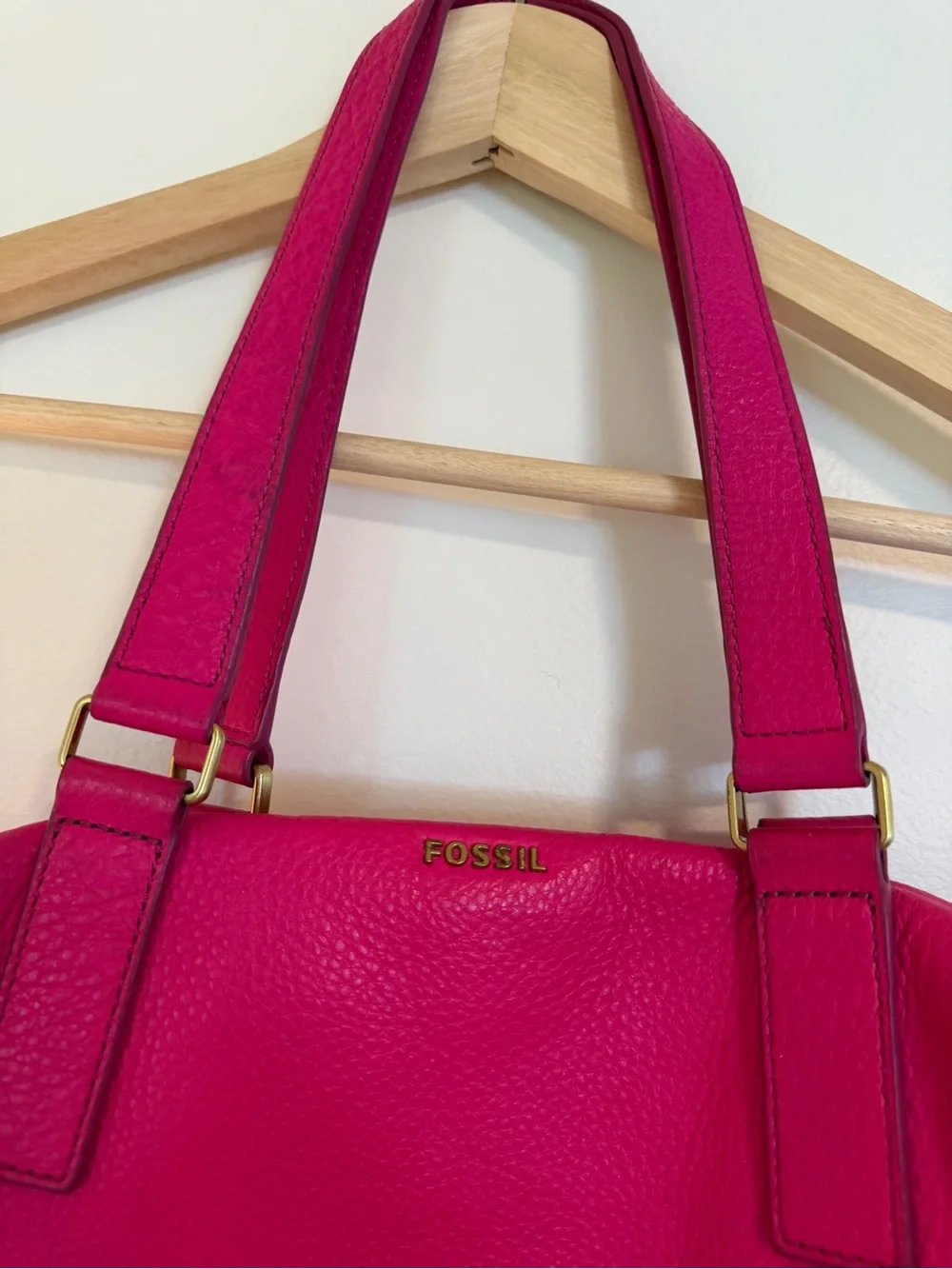 Fossil Hot Pink Fuchsia Pebbled Leather Satchel